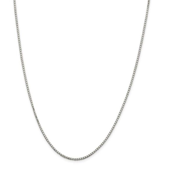 1.7mm Sterling Silver D/C Solid Octagonal Box Chain Necklace, 20 Inch